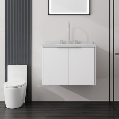 Meuble-lavabo flottant avec lavabo et portes à fermeture en douceur