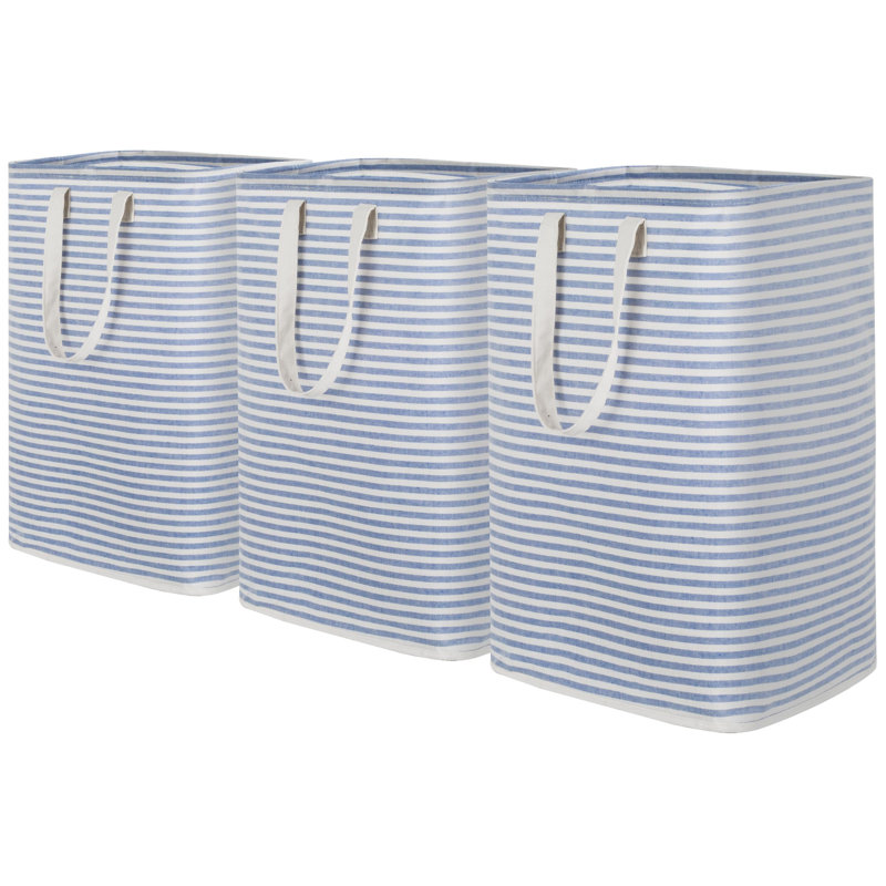 Panier à linge en toile avec poignées, Bleu