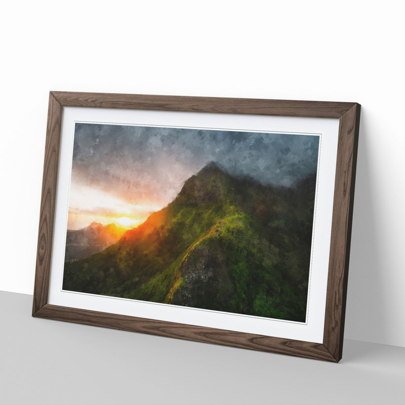 First Light in Hawaii - Framed Print, 36cm H x 48cm W x 2cm D, Walnut Framed