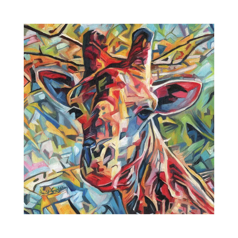 Giraffe of Many Colours 1 Piece Wrapped Canvas Painting, 66.04 cm H x 66.04 cm W x 1.91 cm D
