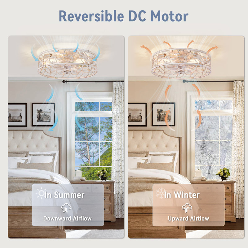 Ventilateur de plafond encastré blanc de 18 po avec ensemble d'éclairage et télécommande Cissline pour chambre à coucher / salon / cuisine / salle à manger
