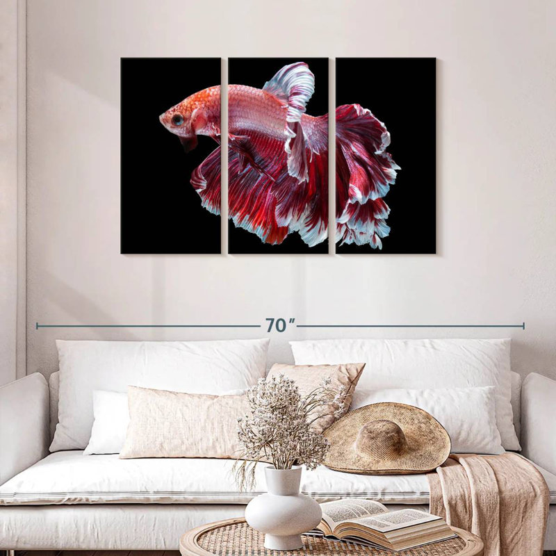 Brampt Red And White Betta Fish, 28" H x 45" W