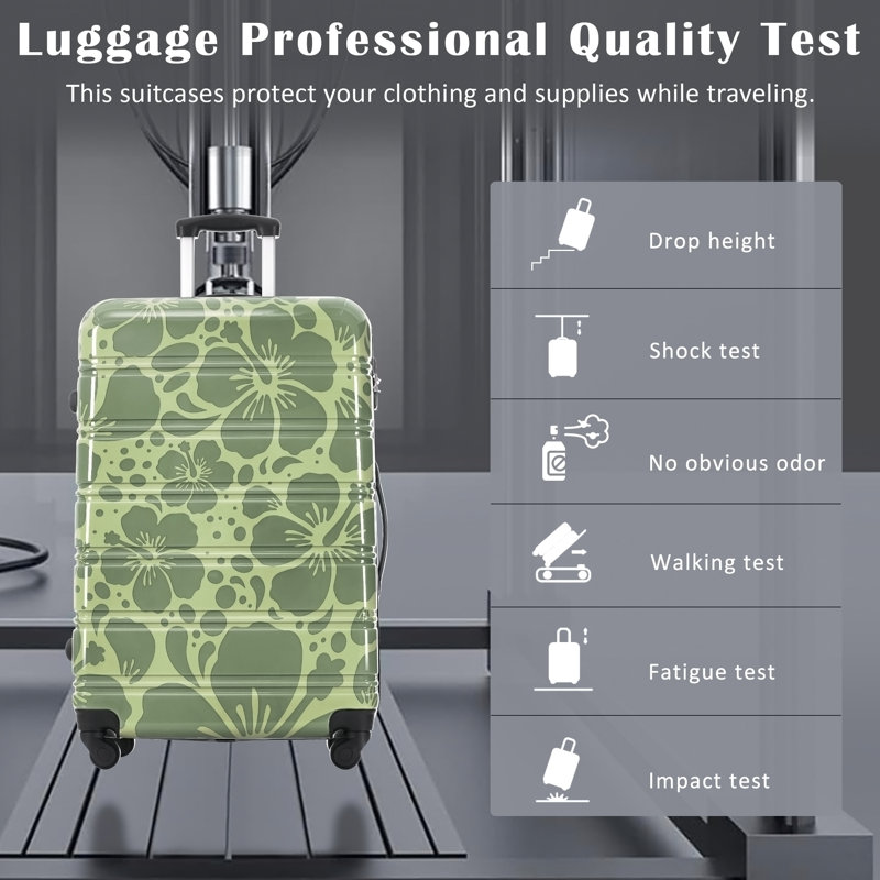 Valise à roulettes 3 pièces Hardshell avec valise TSA, Green