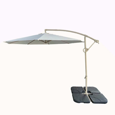Without Plastic Base -10Ft Offset Patio Umbrella - Offset Hanging Cantilever Patio Outdoor Market Umbrella Protection With Easy Tilt Adjustment And Crank For Pool Deck And Garden (Top Colour)