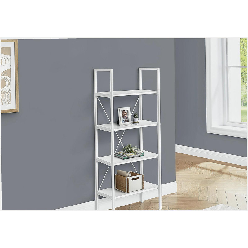 Modern Four-Shelf Bookshelf - Height 48 Inches, White
