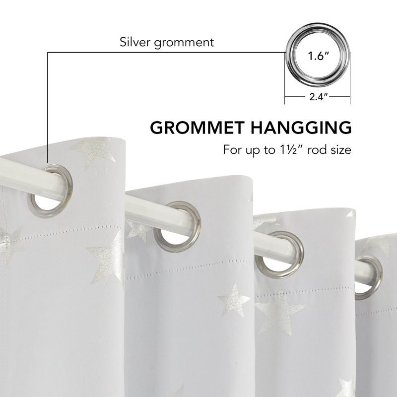Manzanita Eyelet Room Darkening Thermal Curtains, 117cm W x 138cm D, Greyish White