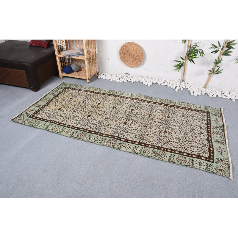 Tapis décoratifs, tapis tissés à plat, tapis rétro, tapis brun Oushak, tapis 3,4 x 7,3 pi, tapis turcs