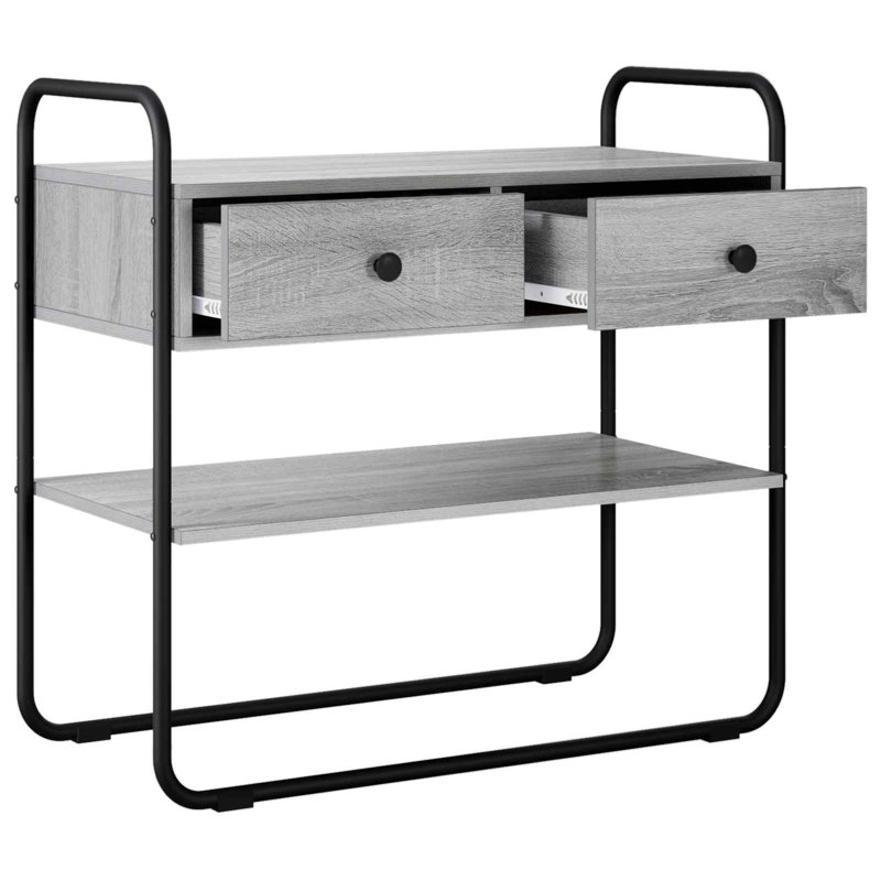 Console Table, Grey Sonoma, 75cm H x 80cm W x 40cm D, Grey Sonoma / Black