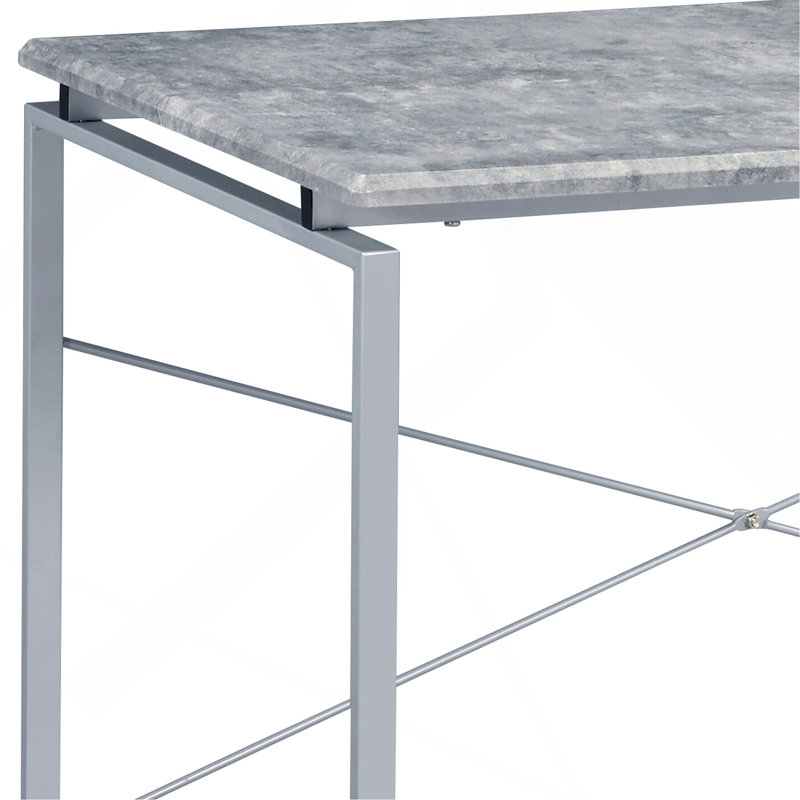 Bureau d'écriture gris et argent avec base en métal, Gris