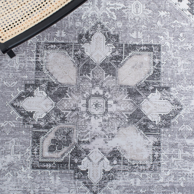 DeBary Oriental Dark Sage/Ivory Area Rug, Rectangle 8' x 10'
