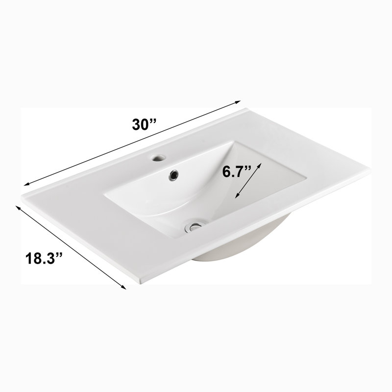 VanityIn 18.3'' White Ceramic Rectangular Bathroom Sink with Overflow