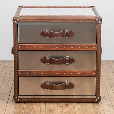 Retro Industrial Style Aluminum Skin End Table 3 - Drawer End Table