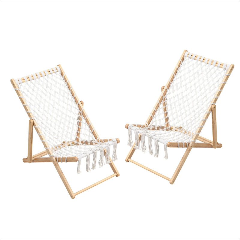 Ensemble de 2 chaises tissées avec corde tissée à la main pour le patio, le salon, le jardin et le balcon