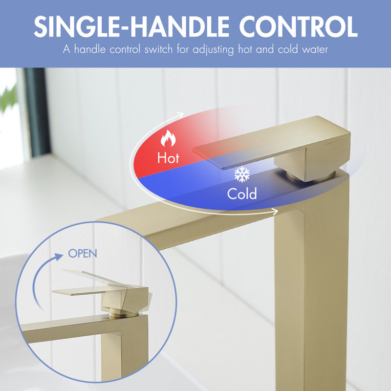 Brushed Gold Bathroom Faucet With Pop Up Drain, Brushed Gold Faucet For Bathroom Sink, Single Hole Bathroom Faucet Modern Single Handle Vanity Basin Faucet