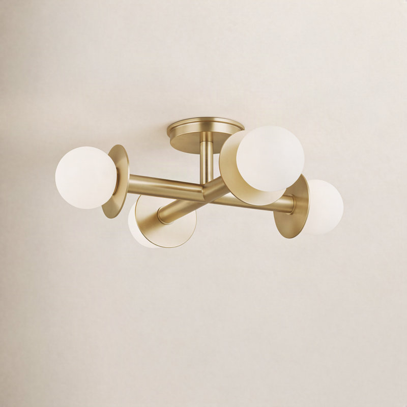 Allegra Glass Semi Flush Mount, Burnished Brass