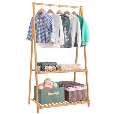 JOYDING 43.9 Clothes Rack 2 layer Shoe Rack With Portable Laundry Basket