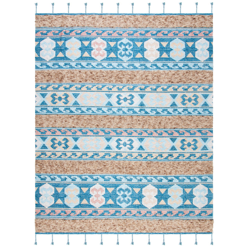 Tapis bleu en laine Joppatowne, Rectangle 8 pi x 10 pi