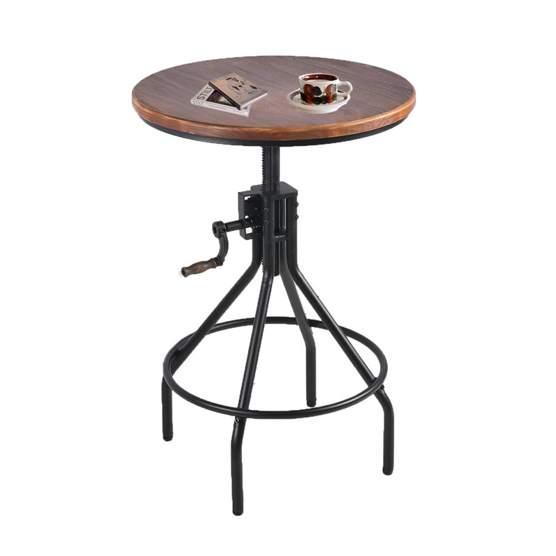 Juveriya Pine Round Solid Wood Top Metal Base Dining Table