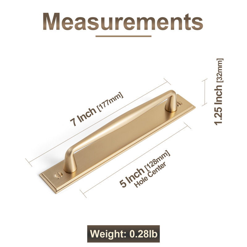 Solid Spindle Bar Pull With Backplate(G015) Multipack, 5", Champagne Bronze