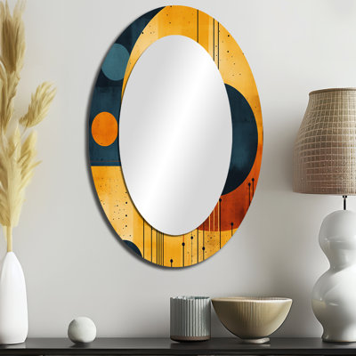 Miroir mural Mid-Century géométrique abstrait orange rétro II