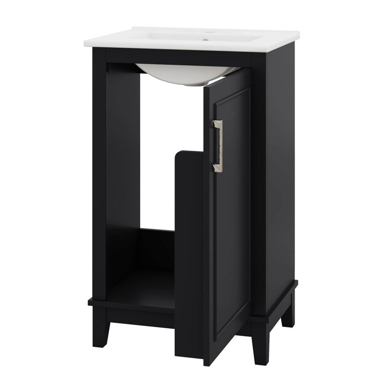 Ensemble de meuble-lavabo sur pied 20 po avec lavabo, ensemble de meuble-lavabo simple autoportant avec 1 porte à fermeture douce et beaucoup de rangement