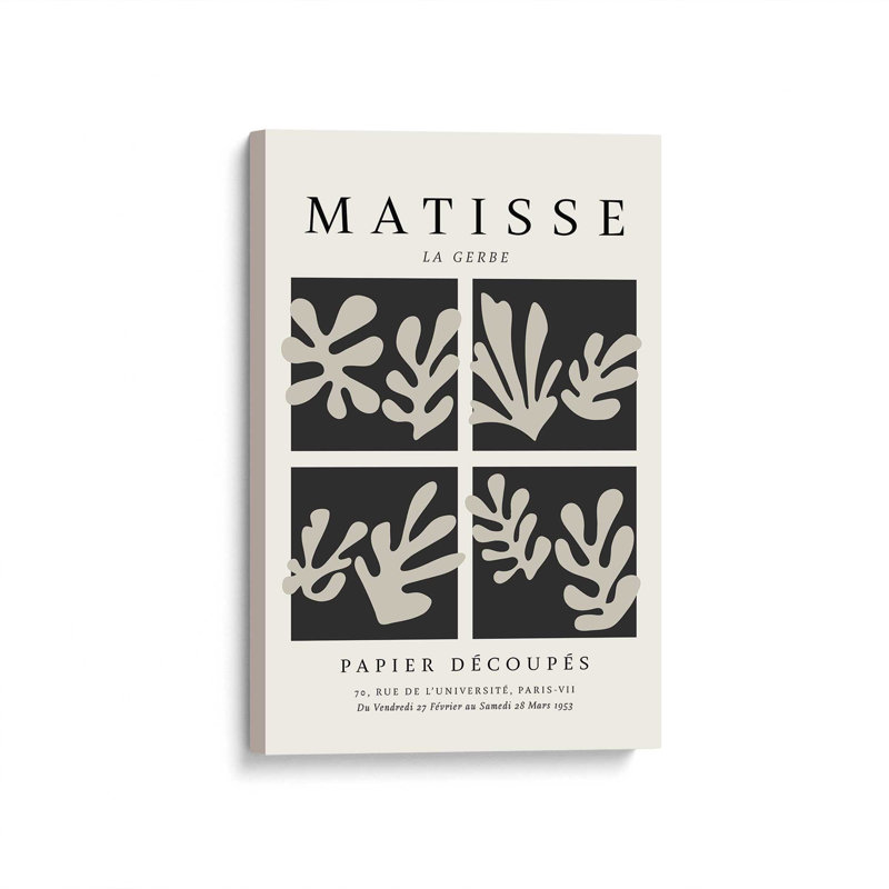 Matisse's La Gerbe Quartet en noir, H 12 po x l 8 po x P 1,25 po, Toile tendue