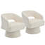 Set of 2 Round Swivel Accent Chairs, Upholstered Barrel Chair with Hollowed Back for Small Spaces-1419917774