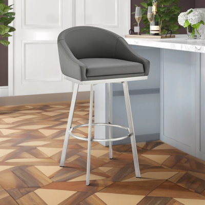 Swivel Upholstered Counter Stool with Metal Frame
