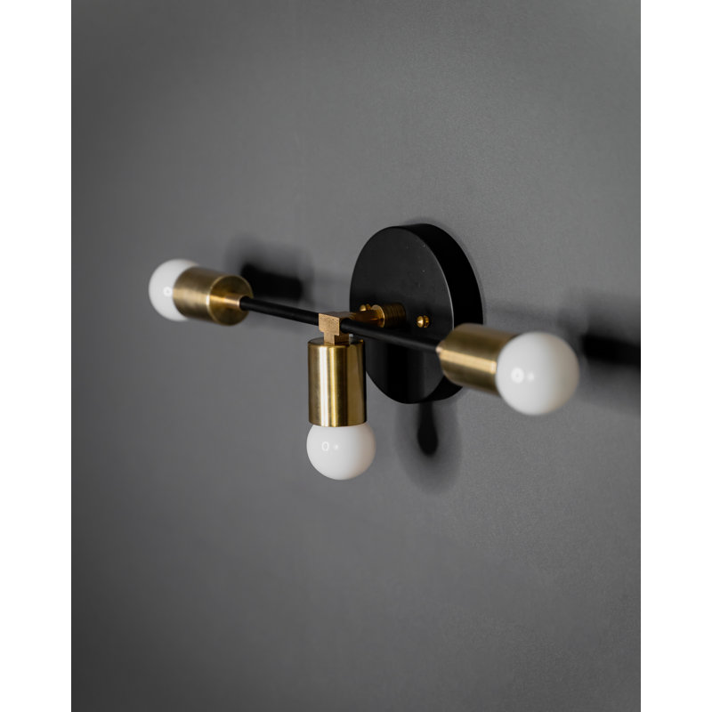Armed Sconce, Black/Brass, 5.75" H x 18.25" W x 5.25" D