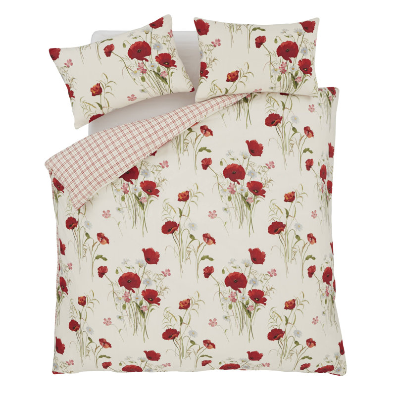 Wild Poppies Polycotton Duvet Cover Set, 155 x 220cm Duvet Cover + 1 Pillowcase (80 x 80cm)