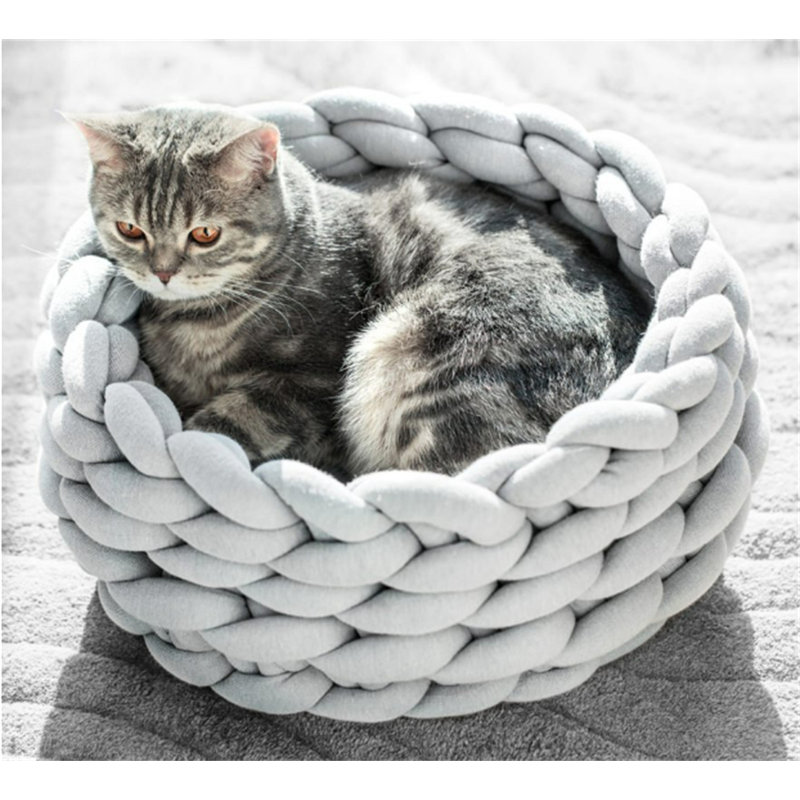 Tapis de lit pour animal de compagnie, Gris, Moyen (l 17 po x P 17 po x H 7,9 po)
