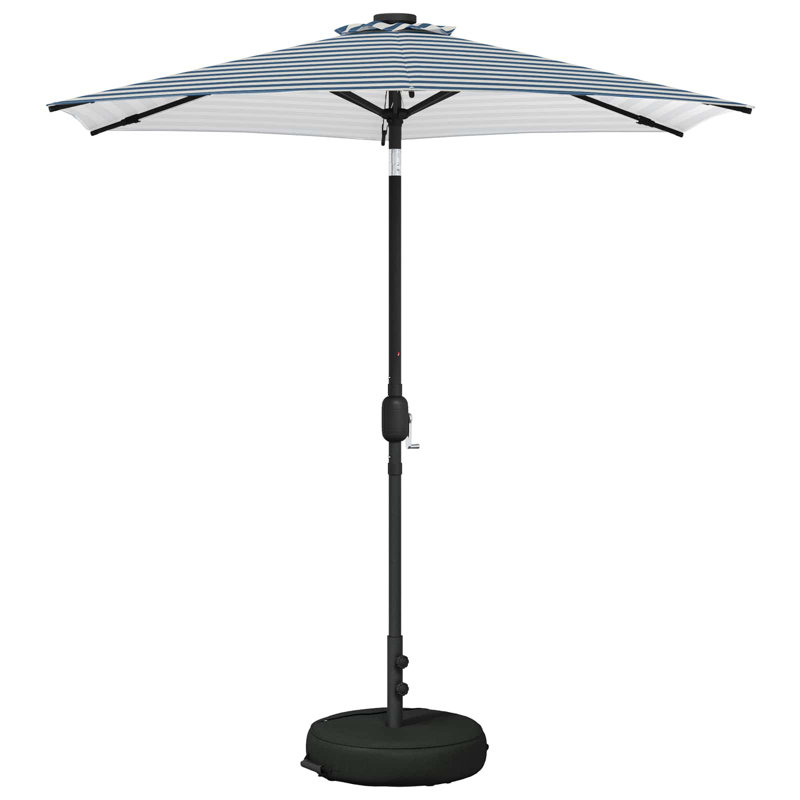 226 cm W X 226 cm D Balcony Parasol with Manual Lift, Blue/White