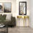 Moderna Aluminum Metal Abstract Crescent Drip Living Room Console Table with Melting Designed Legs and Shaded Glass Top-1750573106
