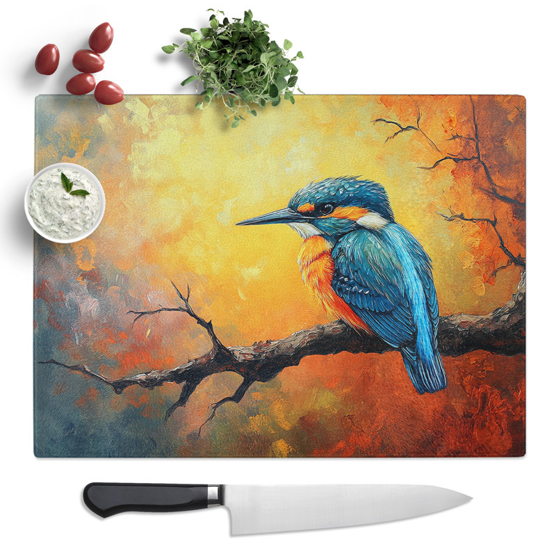 Kingfisher Bird Vision  Glass Chopping Board