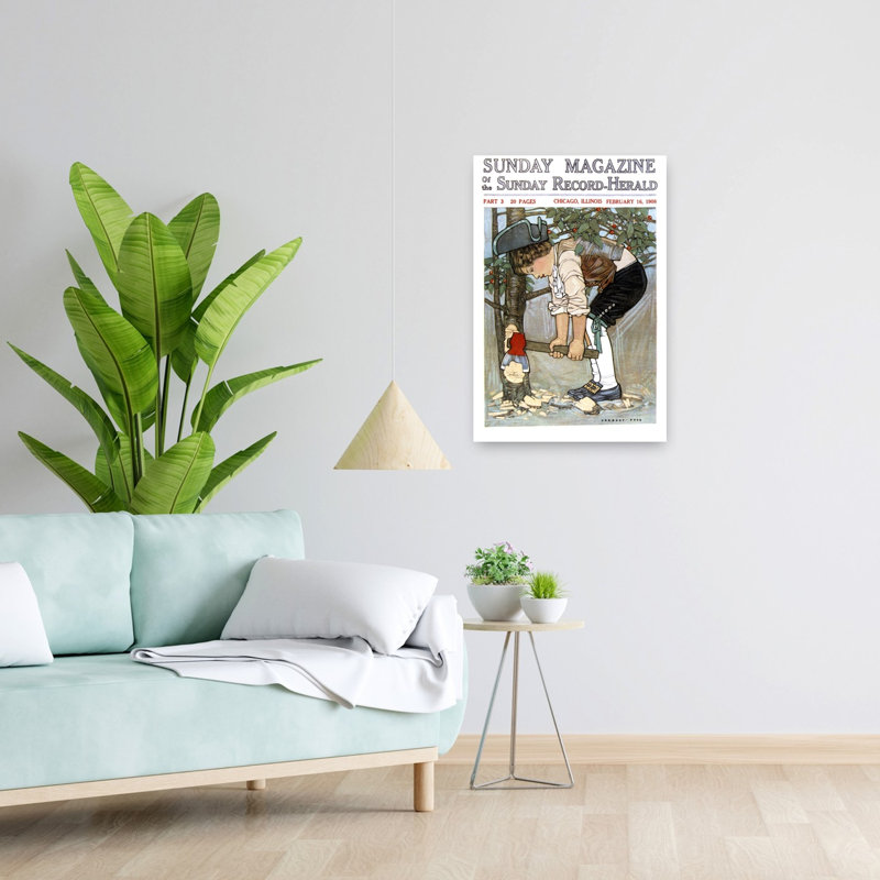 1900 s 1908 George Washington comme enfant coupant un cerisier abstrait rétro paysage nature art mural, H 24 po x l 16 po