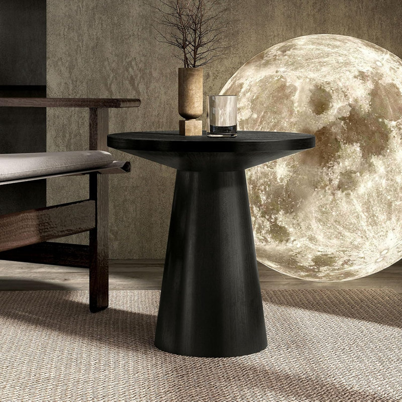 Table de bout ronde avec base piédestal, Noir, noir, noir, noir