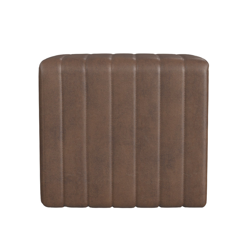 Ada Footstool Ottoman, Channel Tufted Taupe Brown Boucle, 19 Inch, Brown