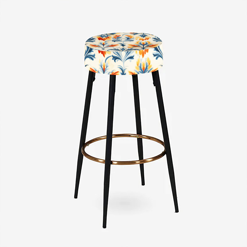Ensemble de 2 tabourets de bar orange et bleu Ikat Facade Splendor