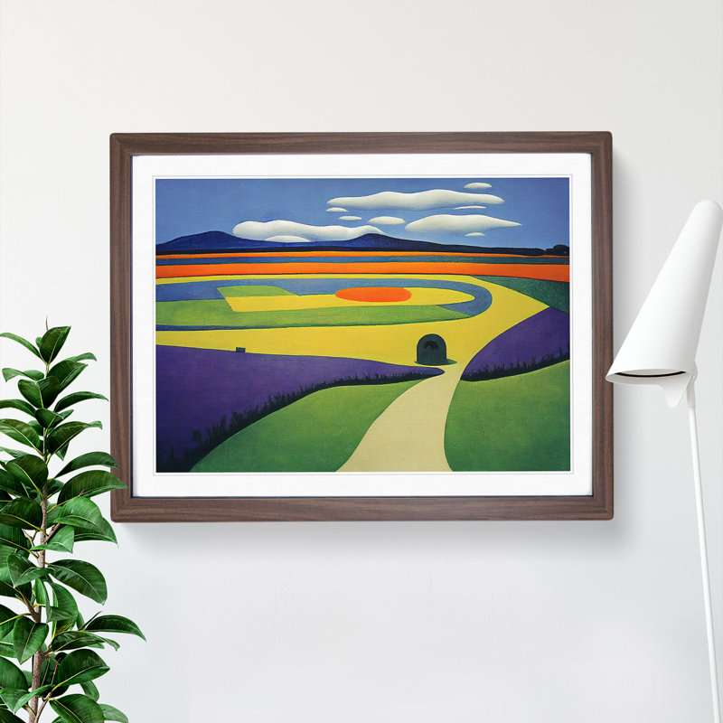 Extravagant Bluebell Field 1 Piece Single Picture Frame Painting, 25cm H x 34cm W x 2cm D, Walnut