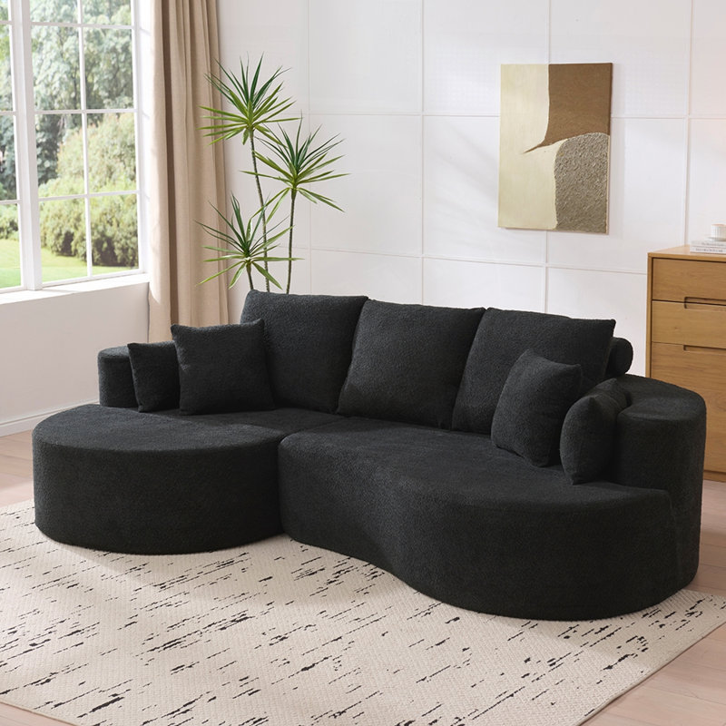 Canapé modulaire courbé en tissu 106 pièces 2 pièces 106 ", CHAISE LUNGE, Noir
