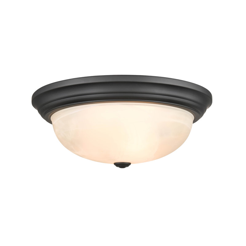 Matte Black Glass 15" Indoor/Outdoor Flush Mount Light