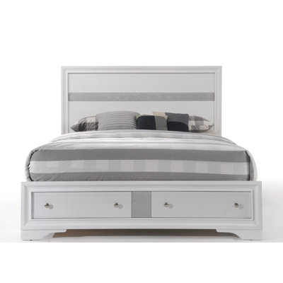 Lit de rangement bas à profil bas blanc avec 5 lattes et panneaux, aucun sommier requis, matelas de 81 po convenant à 8 pieds de soutien, compatibilité