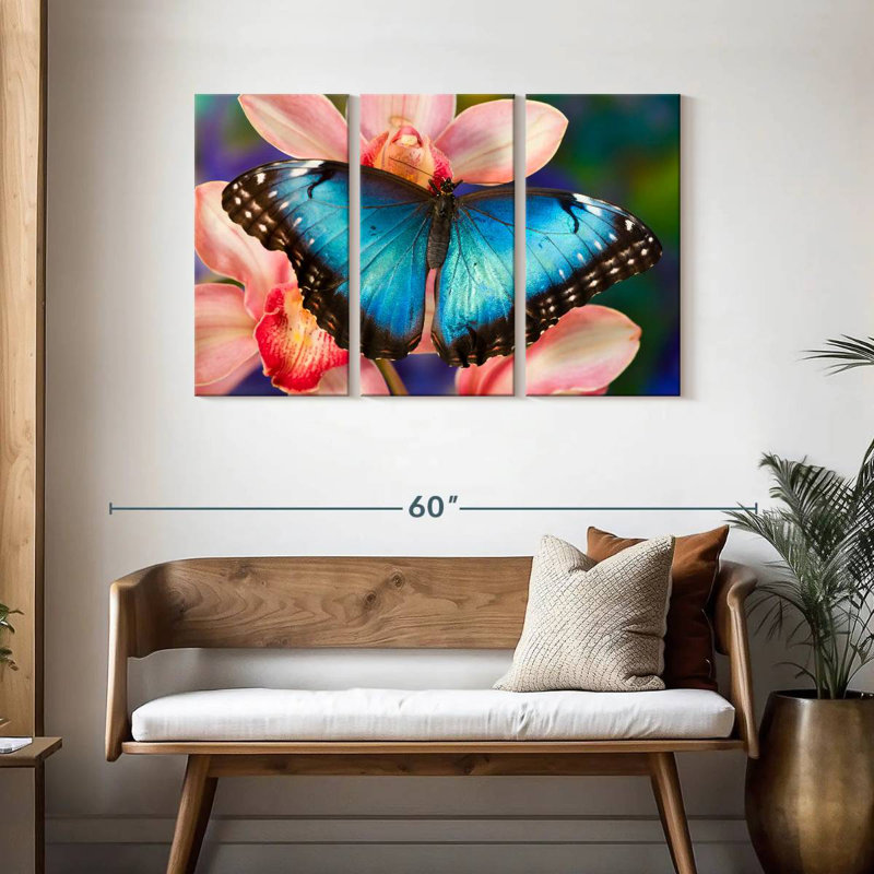 Butterfly On Orchids, 28" H x 45" W
