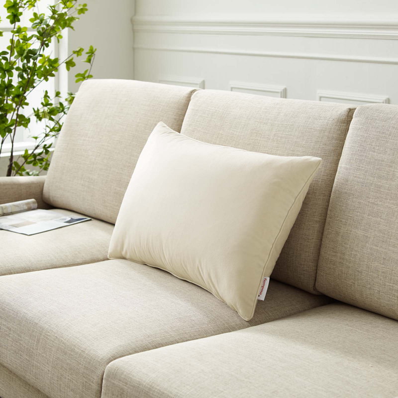 Enhance Lumbar Performance Velvet Throw Pillow by Modway, Ivory, 15.5" x 23.5"