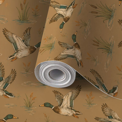 Papier peint auto-adhésif en PVC auto-adhésif avec imprimé brun canard colvert, imperméable pour la décoration intérieure - rouleau