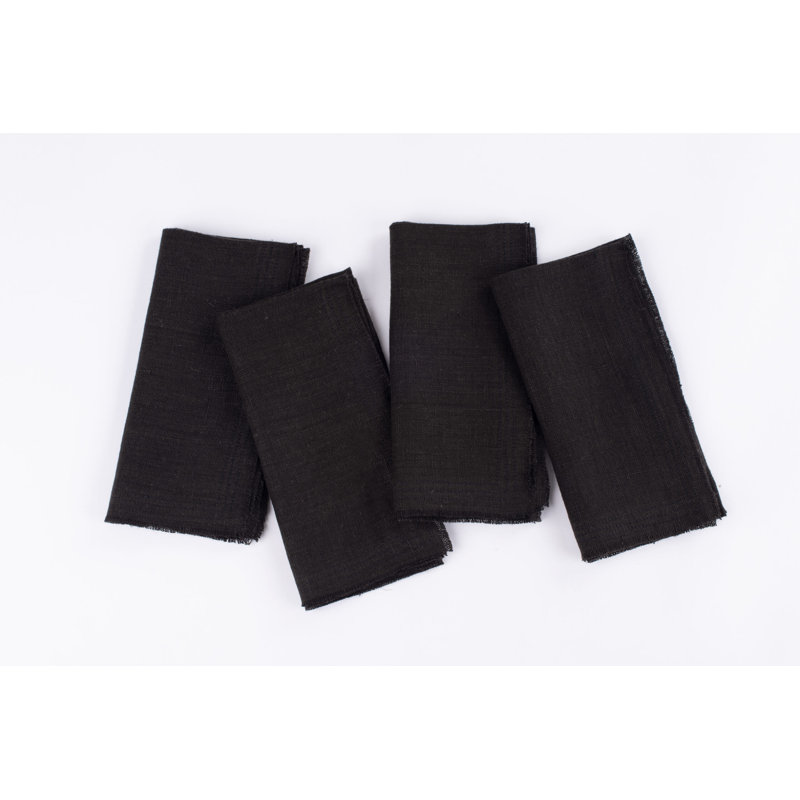 ENSEMBLE DE serviettes de table en lin RAPHAEL (ensemble de 4), naturel, Noir