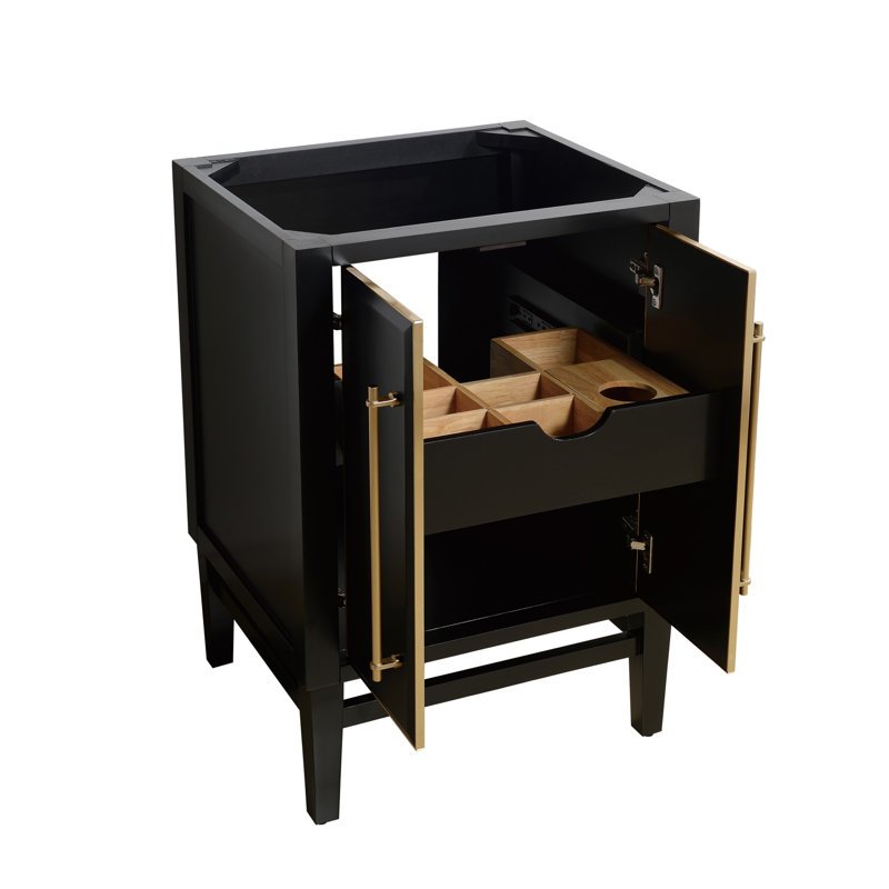 Mason 24'' W Single Bathroom Vanity Base, Black, Gold
