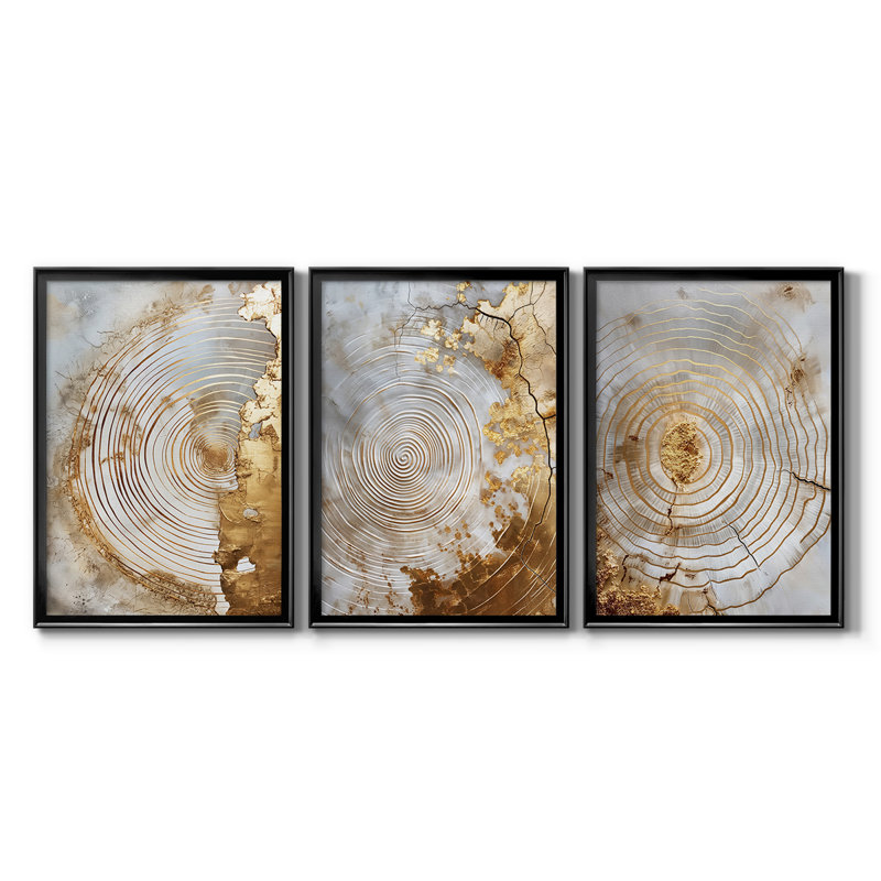 ABSTRACT Series CLxxxi - Toile tendue avec châssis sur mesure - 3 pièces, H 21 po x l 30 po, Noir