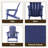 Eight in a Set Adirondack Chair with Cup Holder All-Weather Reclining Chair for Patio Deck Backyard and Poolside-114222251