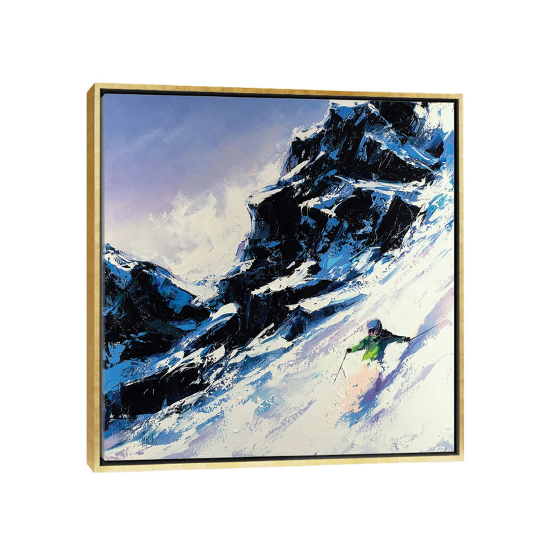 Fast Skier par - Toile tendue, H 12 po x l 12 po x P 1,5 po, Cadre doré